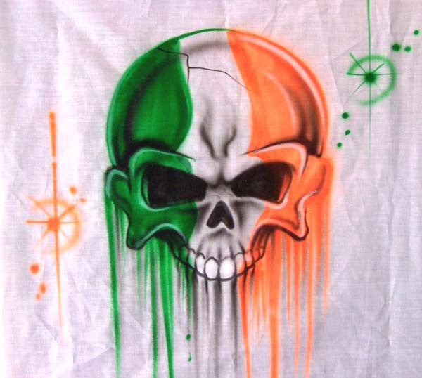 Irish Flag in Skull Head Airbrushed Personalized Shirt