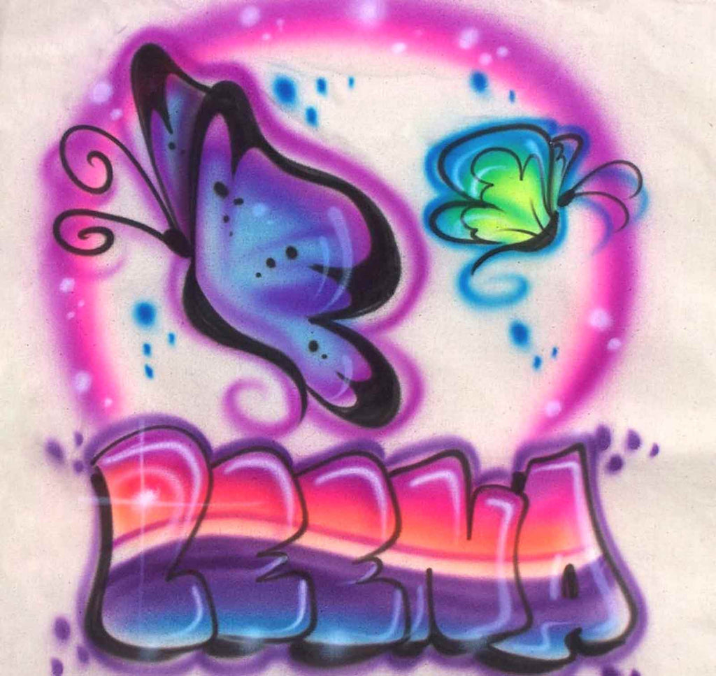 Airbrushed Butterflies with Any Name Added for Personalization