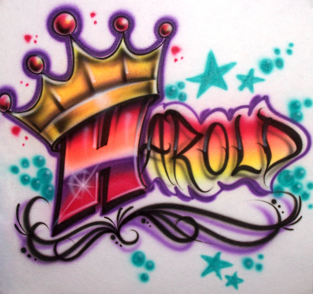 Airbrushed Shirt with Graffiti Name and King's Crown