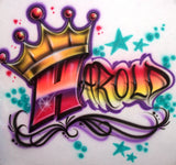 King's crown airbrushed graffiti name t-shirt