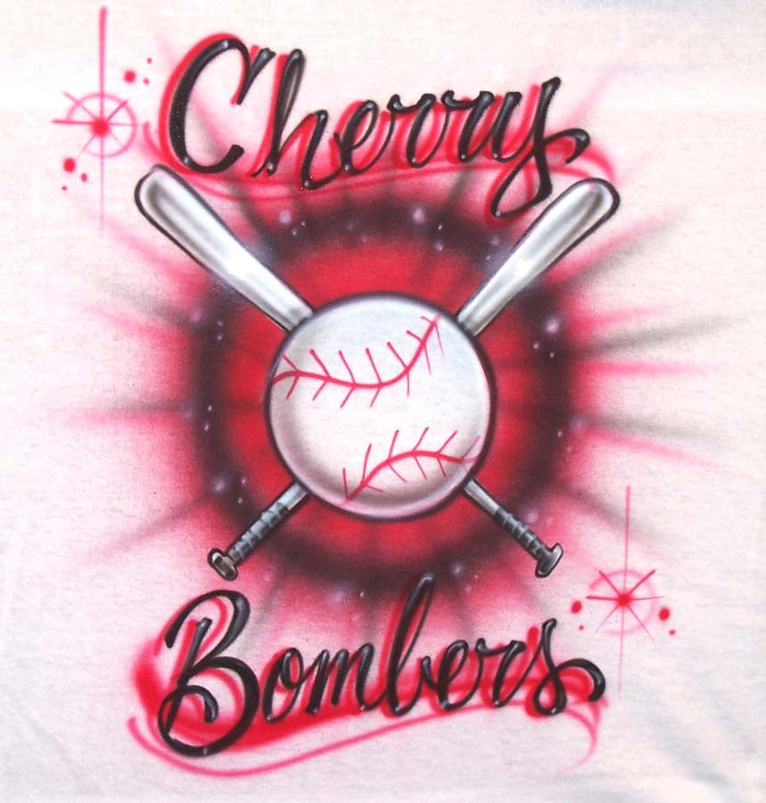 Airbrushed Baseball Team Shirt Front & Back Design with Name/ #