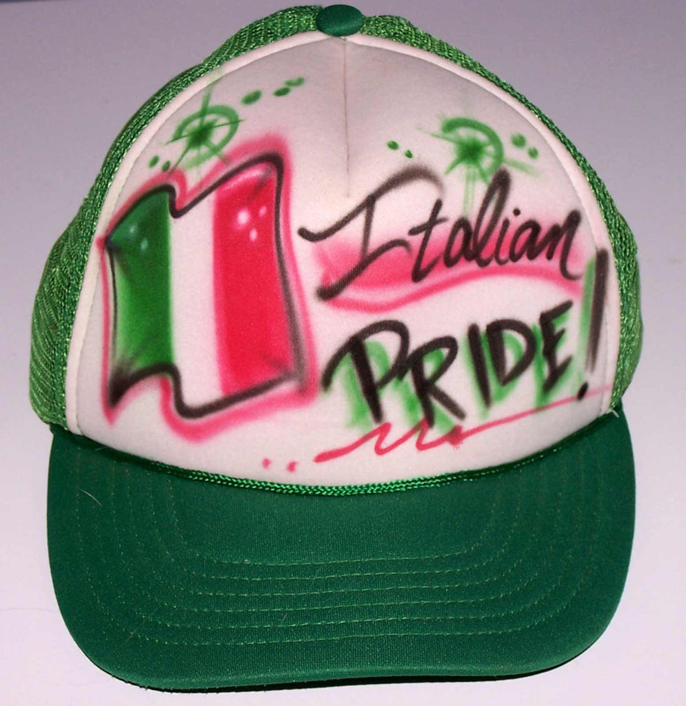 Italian Pride Airbrushed Italian Flag Snap Back Trucker Hat