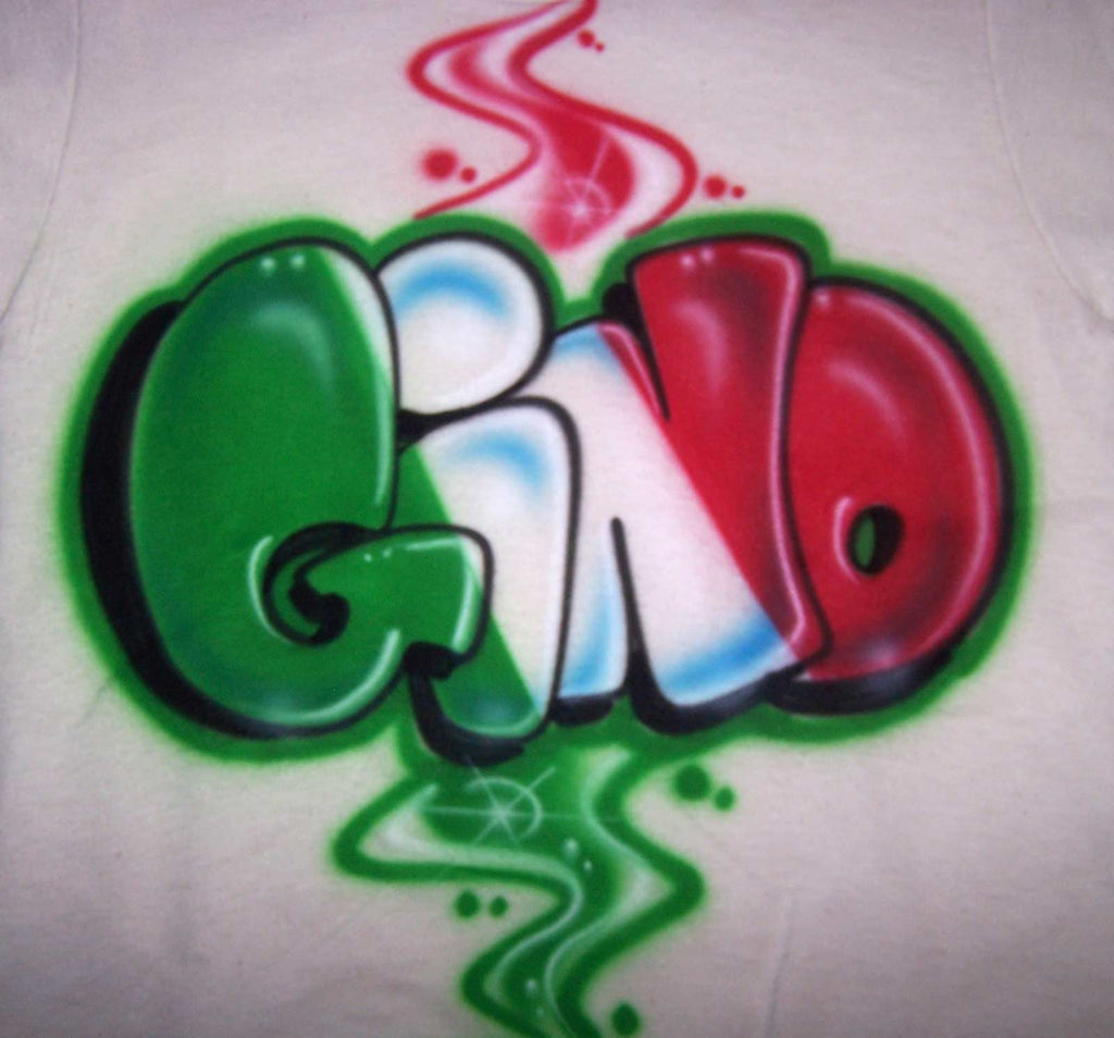 Airbrushed Italian flag in Block Letters Personalized Graffiti Shirt