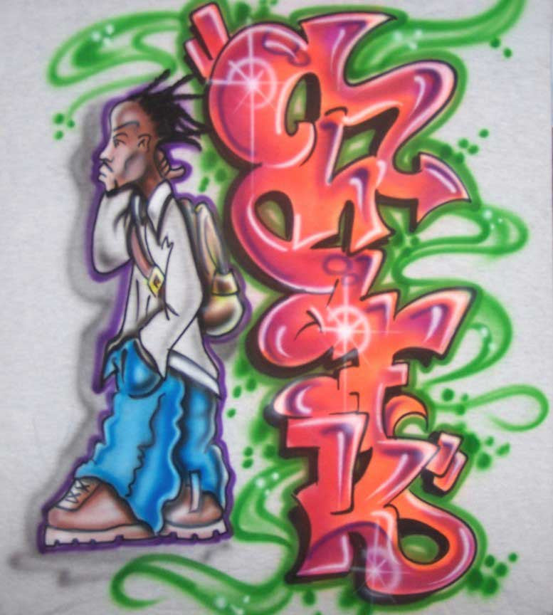 Graffiti Name & Character Airbrushed Tee or Sweatshirt