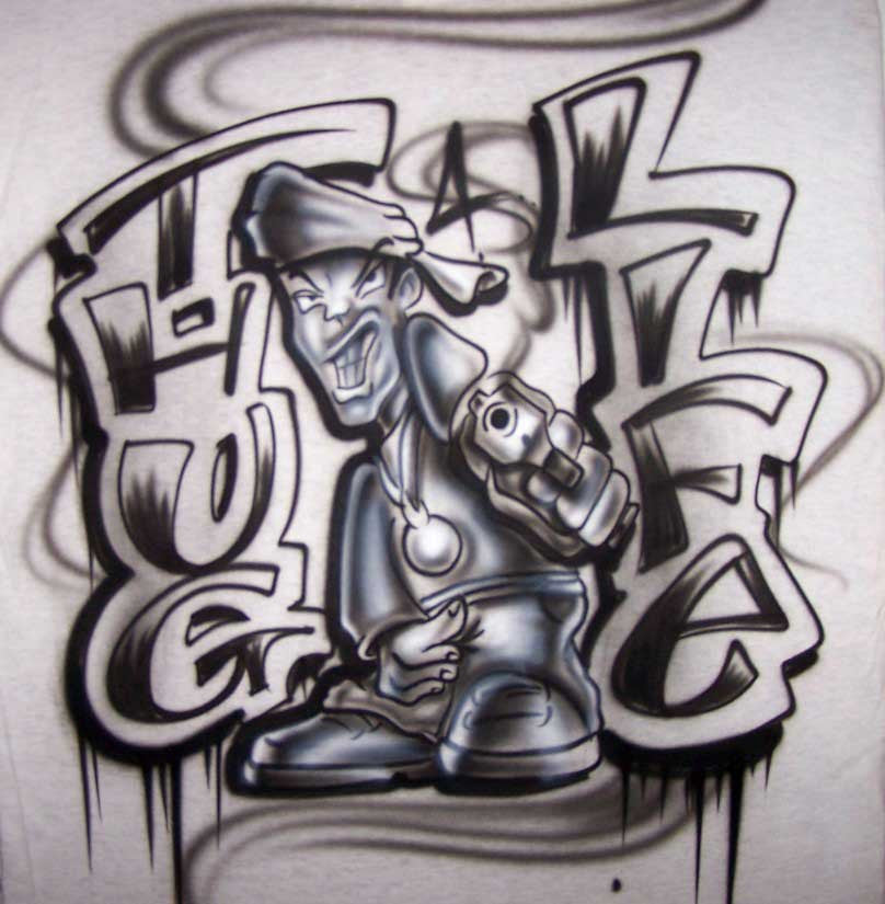 Thug 4 Life Airbrushed Graffiti Character Tee or Sweatshirt