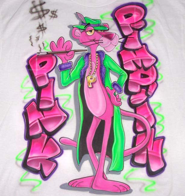 Airbrushed 'Pimpin' Panther Graffiti Tee or Sweatshirt