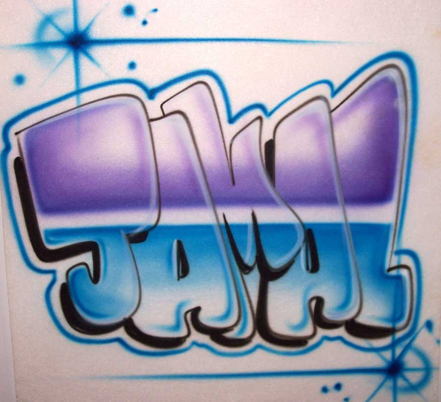 Airbrushed Block Style Name T Shirt