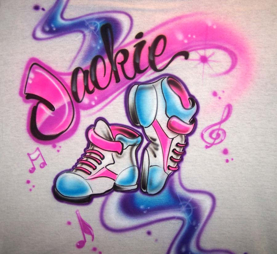 Airbrush Hip Hop Freestyle Dance Shoes Music Notes Personalized Shirt