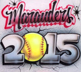 Airbrushed Softball Team Name Year Custom T-Shirt