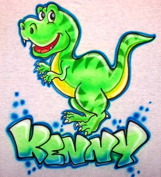 Personalized T-Rex Cartoon Dinosaur Airbrushed Shirt