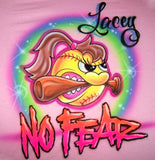 Angry softball girl No Fear personalized airbrush shirt 