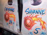 Basketball team airbrushed t-shirts
