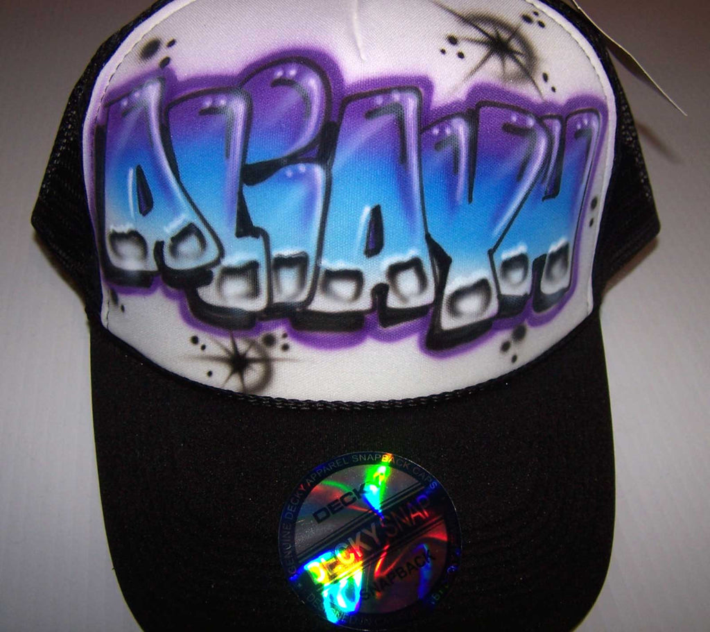 Airbrushed Graffiti Style Personalized Trucker Snap Back Hat