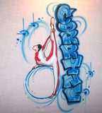 Gymnast on large hula hoop airbrushed personalized t-shirt 