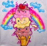 Smiley Face Ice Cream Cone Airbrushed Birthday Shirt 