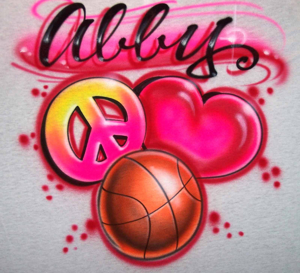 Peace Love Basketball Airbrushed Shirt Design
