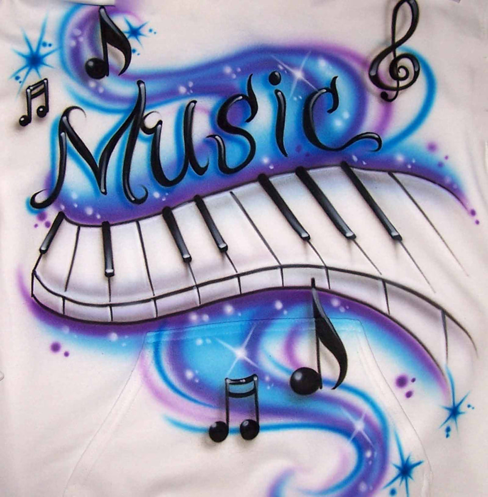 Piano Keys and Notes Music Themed Airbrushed Shirt