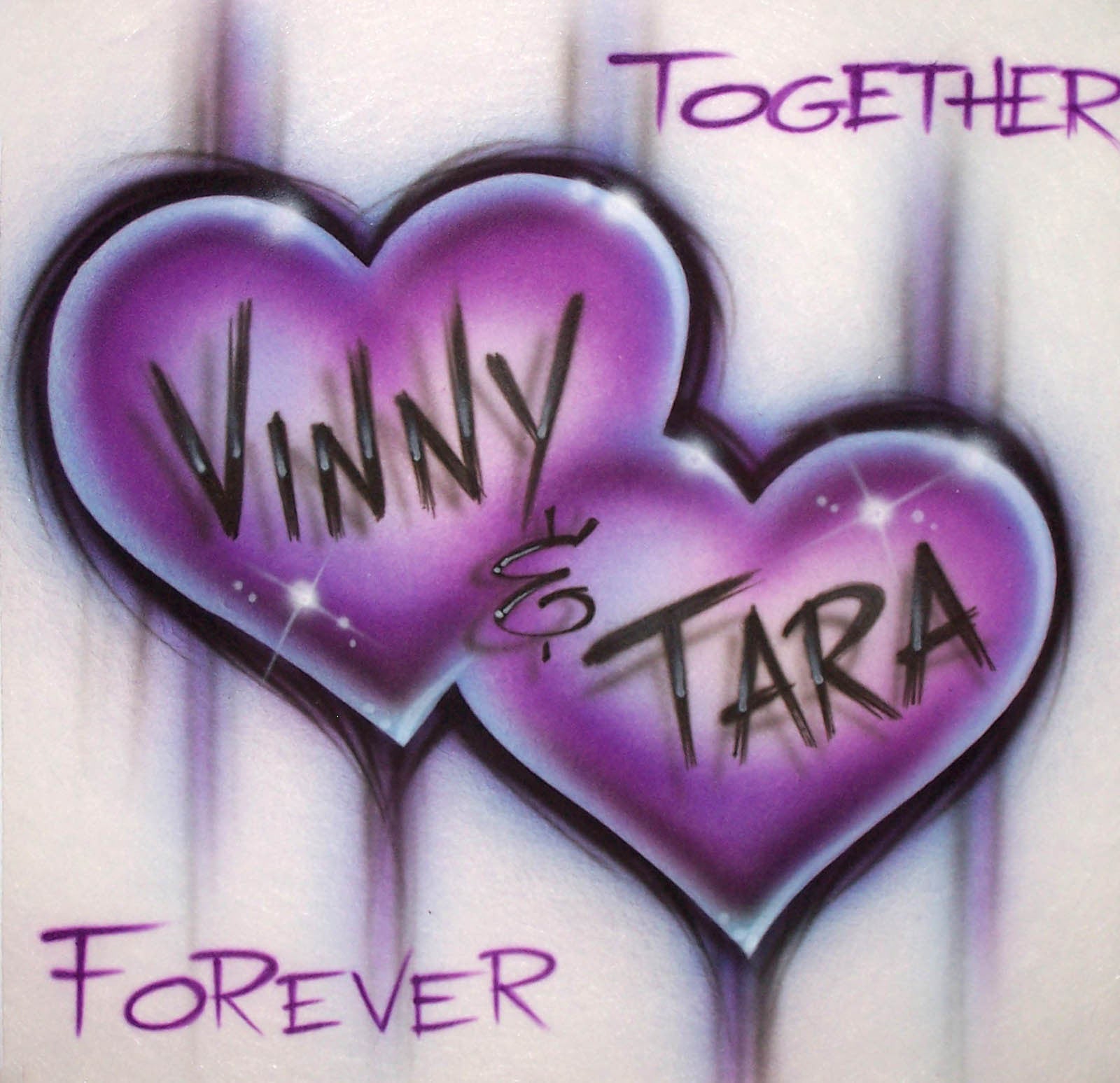 Purple dripping double heart airbrush shirt