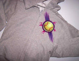 Airbrushed Softball Monogram Zipper Hooded Sweatshirt